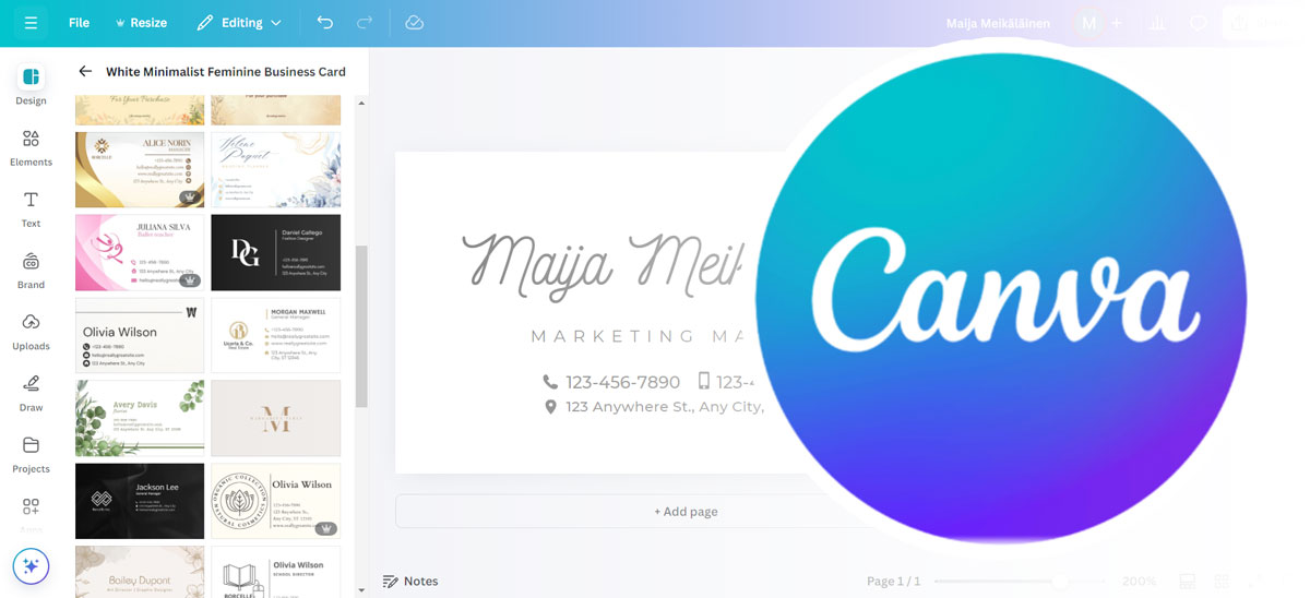 Canva design editor