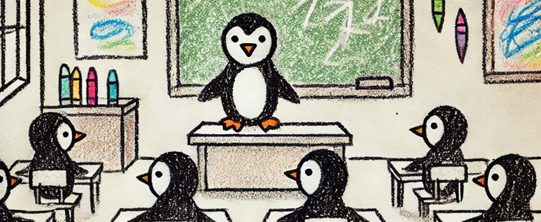 Penguins in class room