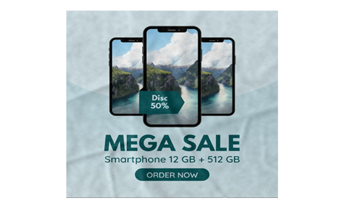 Smartphones discount campaign in an advertising poster