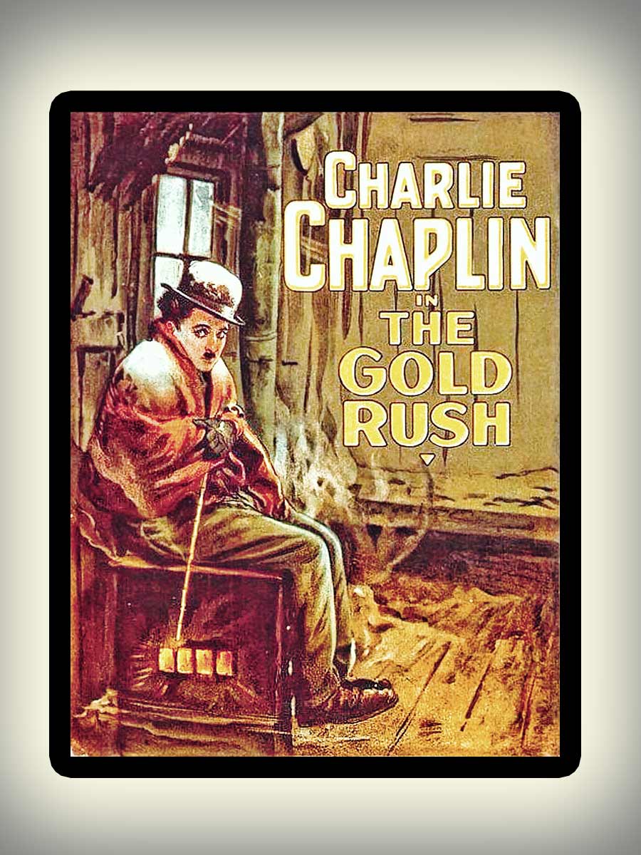 A backlit advertising poster for Charlie Chaplin's movie ''The Gold Rush''