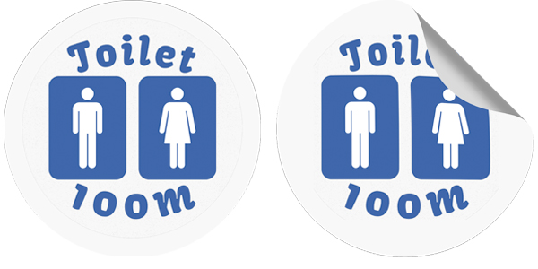 Floor stickers for showing directions to the bathroom