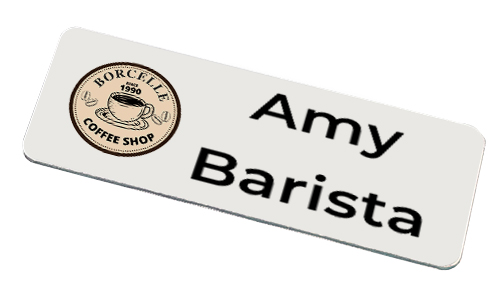 Name badge of a barista