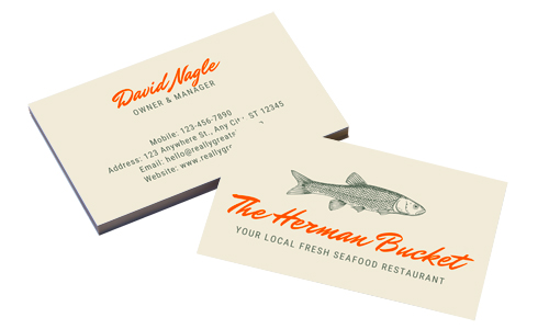 A business card of a fish restaurant