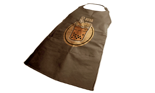 An apron with a company logo