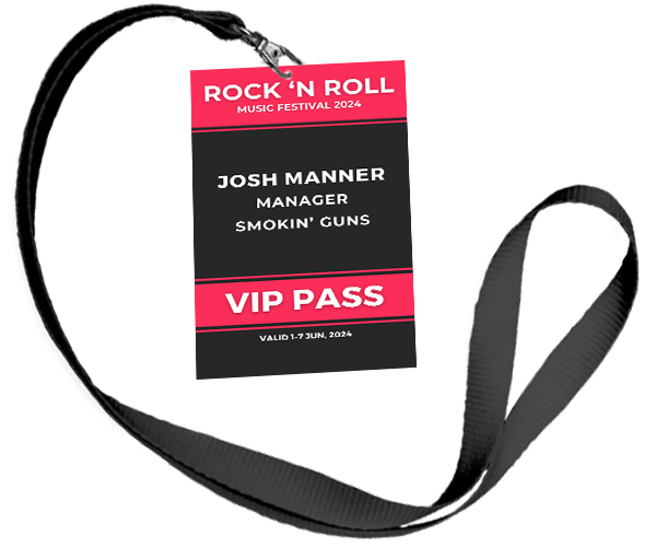 Festival event badge for the VIP